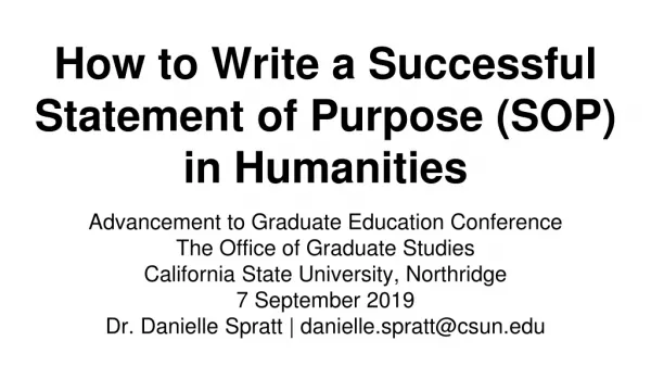 How to Write a Successful Statement of Purpose (SOP) in Humanities