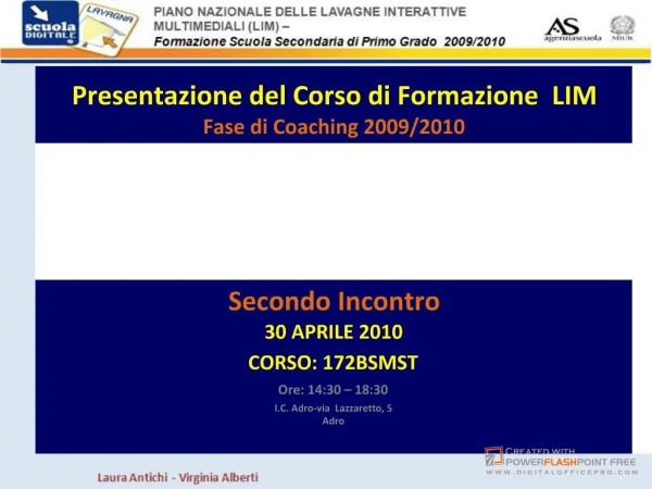 presentazione 2^incontro formazione LIM fase coaching presso IC Adro -30 apriel2010