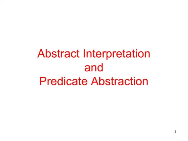 Abstract Interpretation and Predicate Abstraction