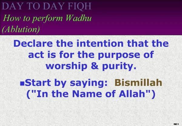 DAY TO DAY FIQH How to perform Wadhu Ablution