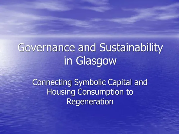 Governance and Sustainability in Glasgow