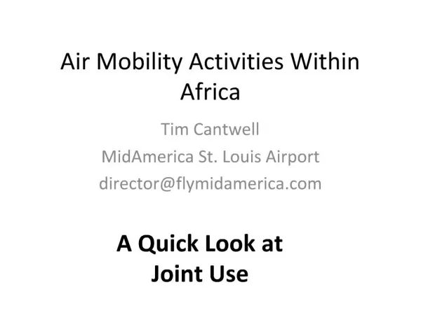 Air Mobility Activities Within Africa