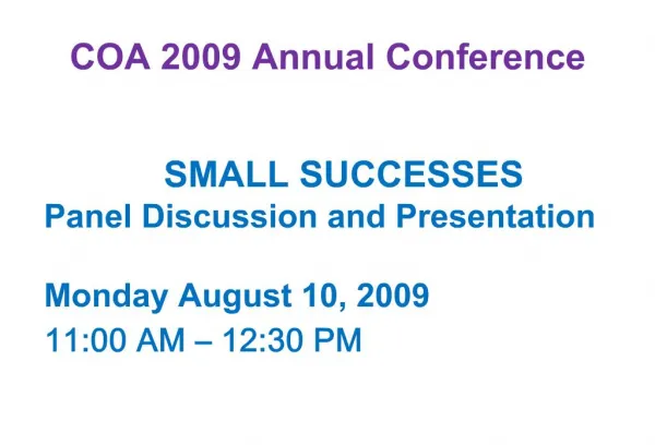 COA 2009 Annual Conference