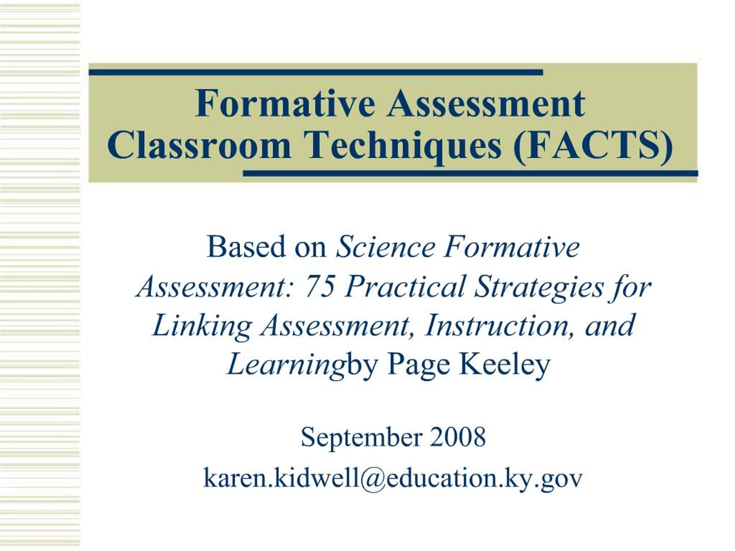 PPT - Formative Assessment Classroom Techniques FACTS PowerPoint ...