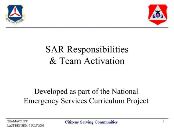 SAR Responsibilities Team Activation
