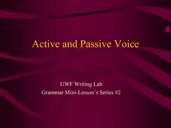 Active and Passive Voice