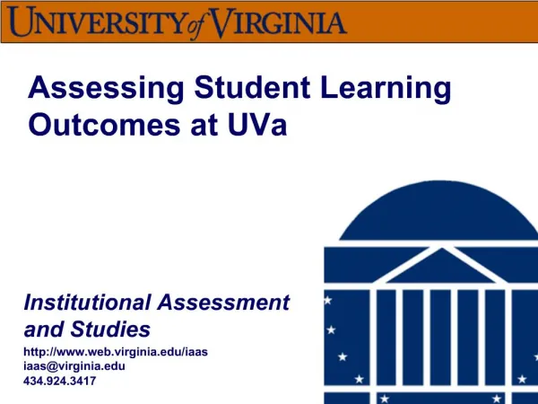 Assessing Student Learning Outcomes at UVa
