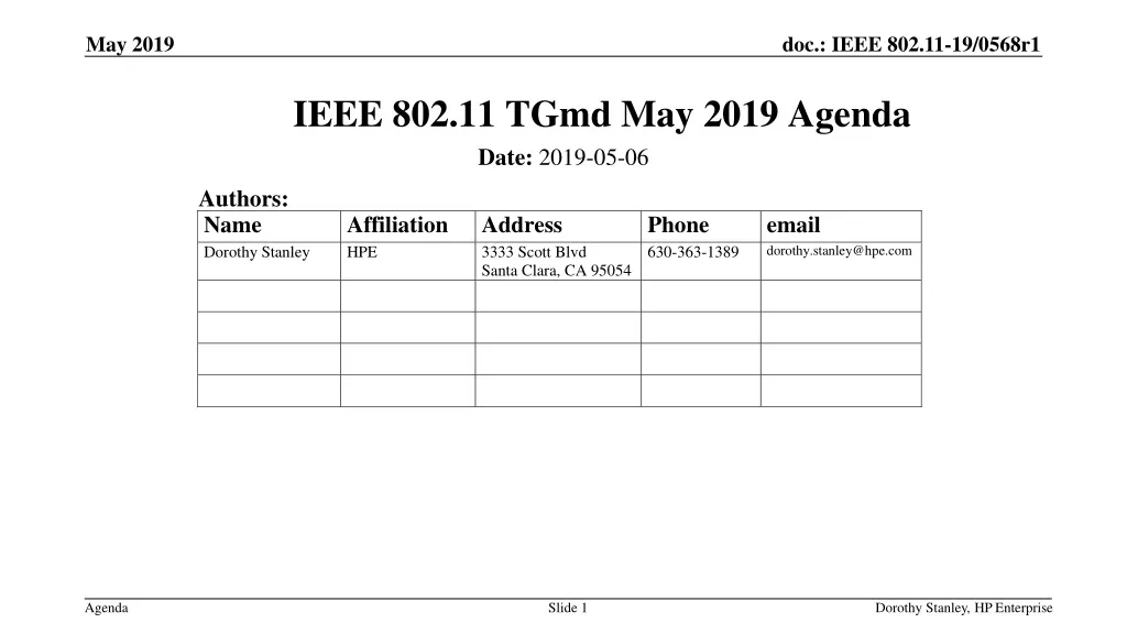 ieee 802 11 tgmd may 2019 agenda