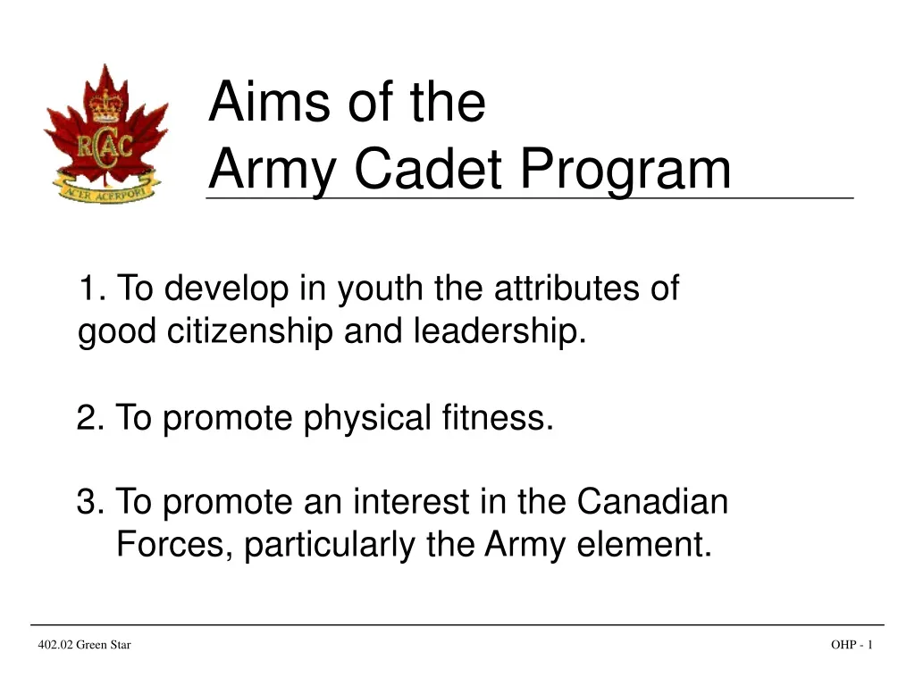 aims of the army cadet program