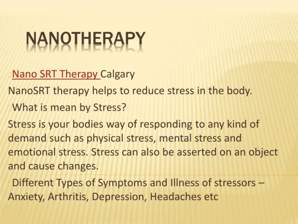 Nano SRT Therapy - Arthritis & Anxiety Treatment Calgary