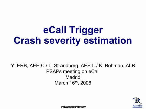 ECall Trigger Crash severity estimation