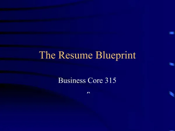 The Resume Blueprint
