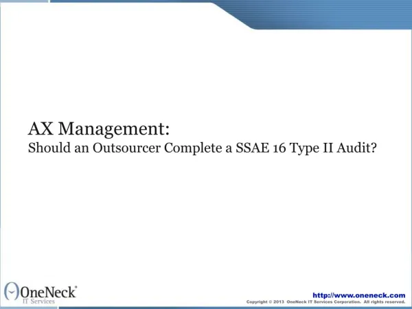 AX Management: Should an Outsourcer Complete a SSAE 16 Type
