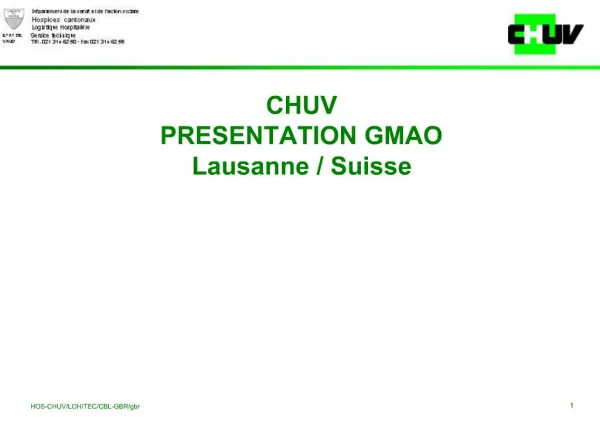 CHUV PRESENTATION GMAO Lausanne