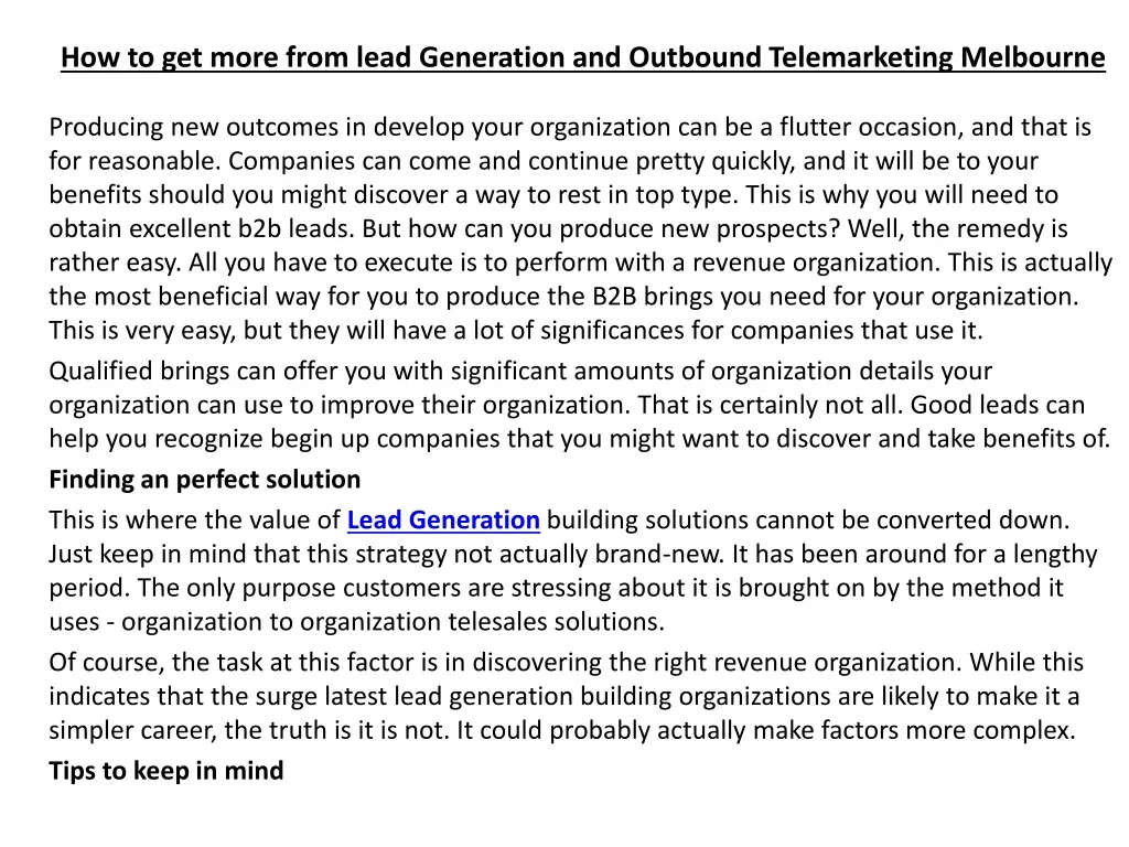 how to get more from lead generation and outbound telemarketing melbourne