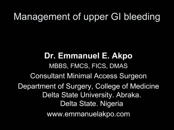 Management of upper GI bleeding