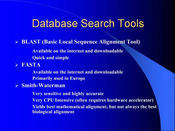 Database Search Tools