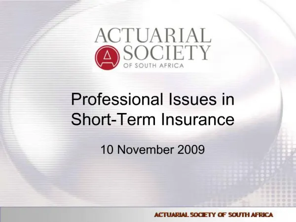 Professional Issues in Short-Term Insurance