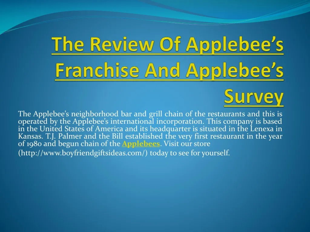 the review of applebee s franchise and applebee s survey
