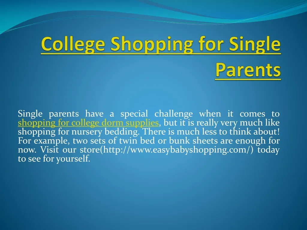 college shopping for single parents