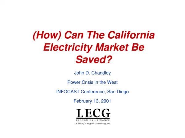 (How) Can The California Electricity Market Be Saved?