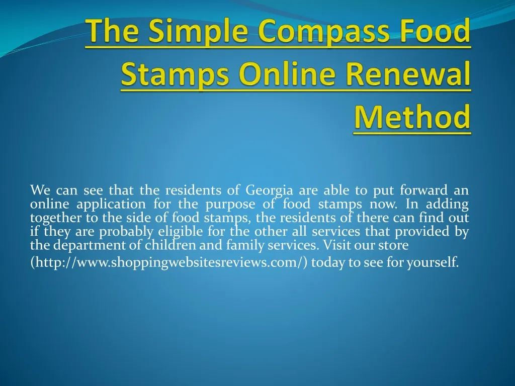the simple compass food stamps online renewal method