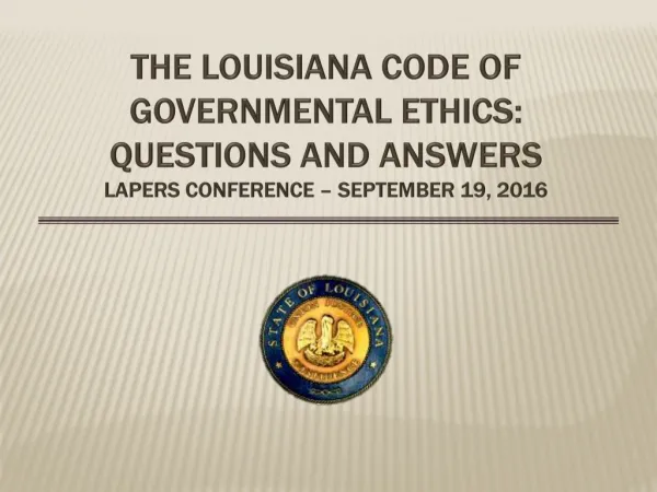 THE code of governmental ETHICS: