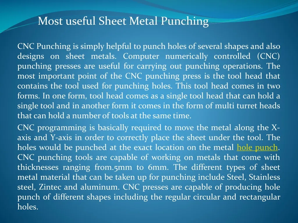 most useful sheet metal punching
