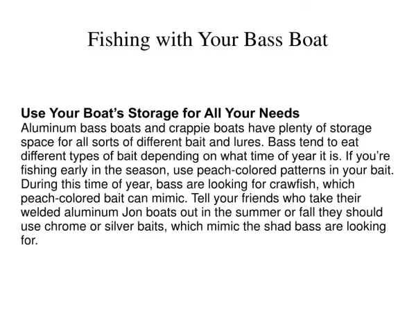 Fishing with Your Bass Boat