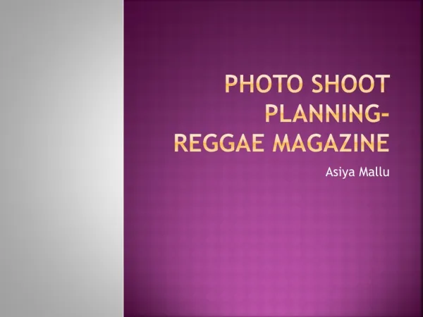 Reggae Magazine Photo-shoot Planning