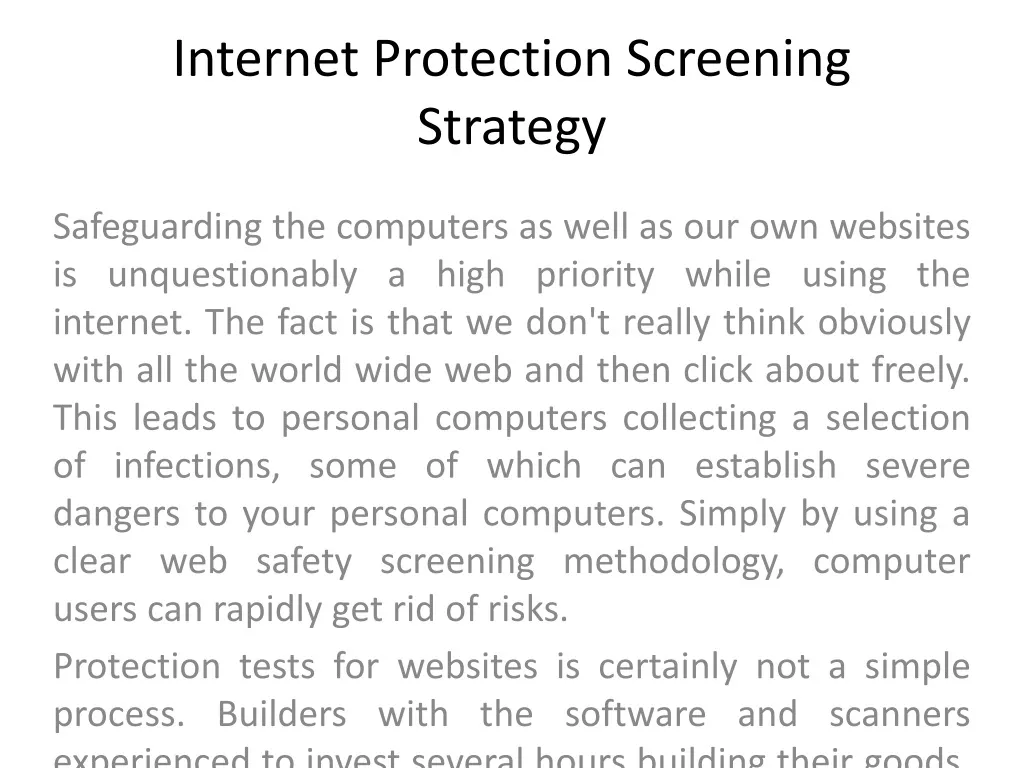internet protection screening strategy