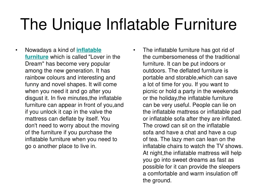 the unique inflatable furniture