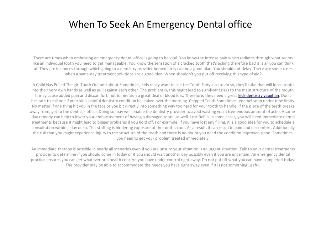 when to seek an emergency dental office