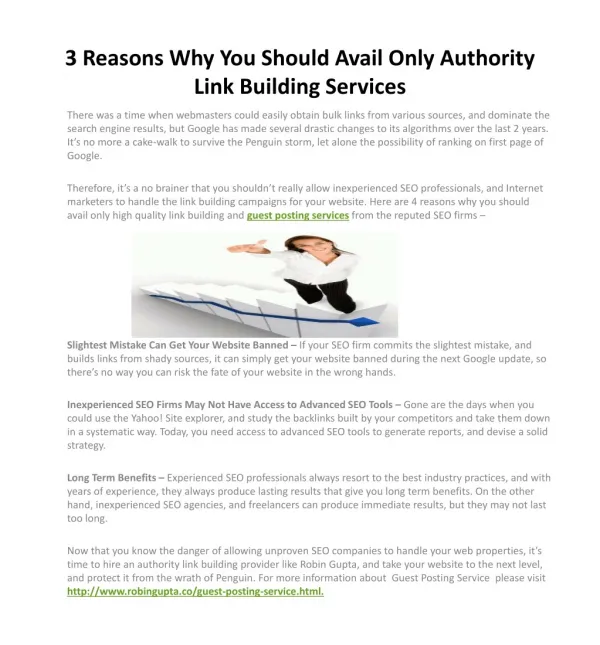3 Reasons Why You Should Avail Only Authority Link Building