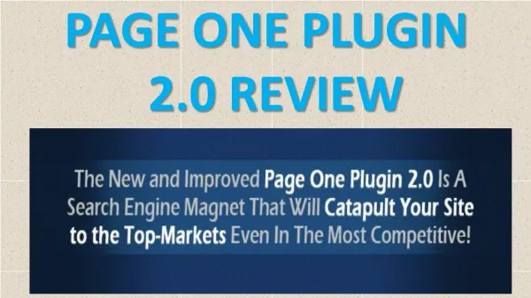 Page One Plugin 2.0 Best Review