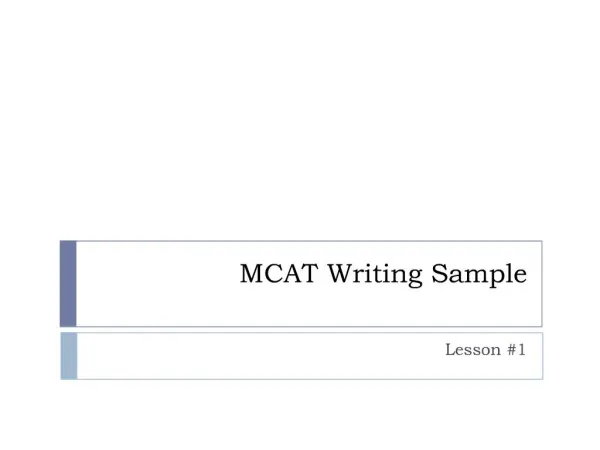 MCAT Writing Sample