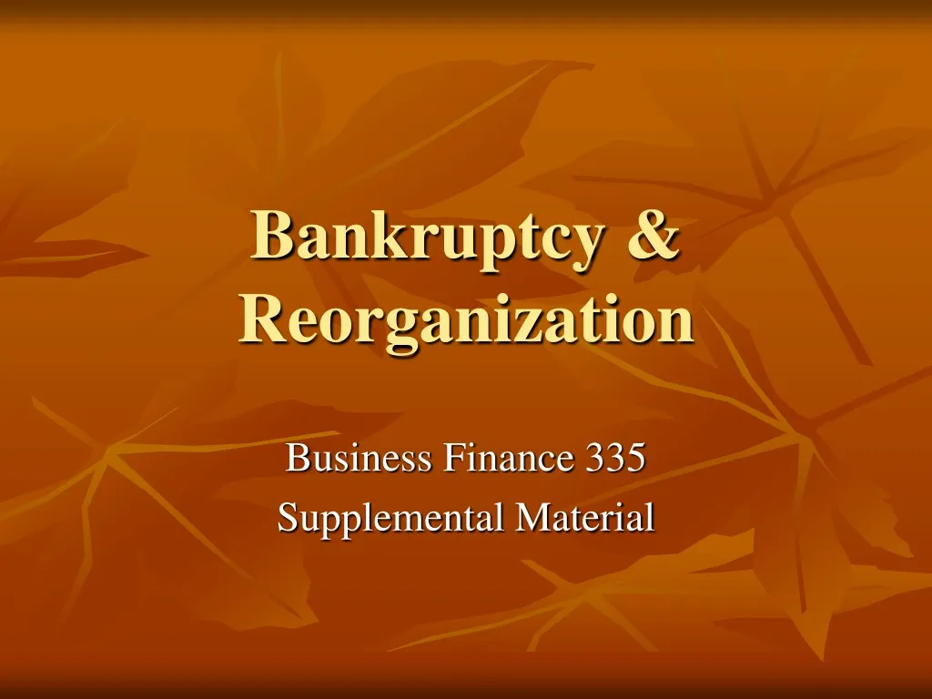 bankruptcy reorganization