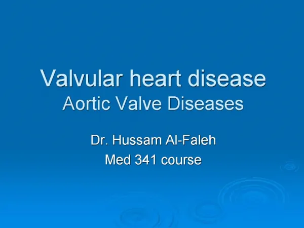 Valvular heart disease Aortic Valve Diseases
