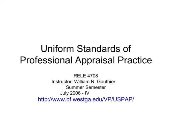 Uniform Standards of Professional Appraisal Practice