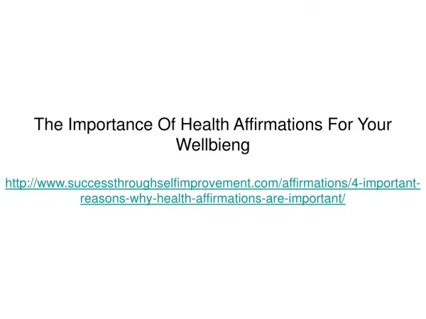 The Importance Of Health Affirmations