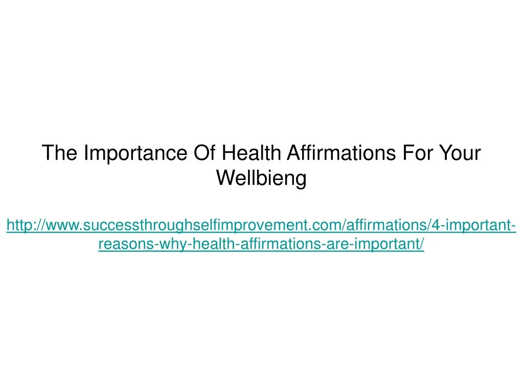the importance of health affirmations for your