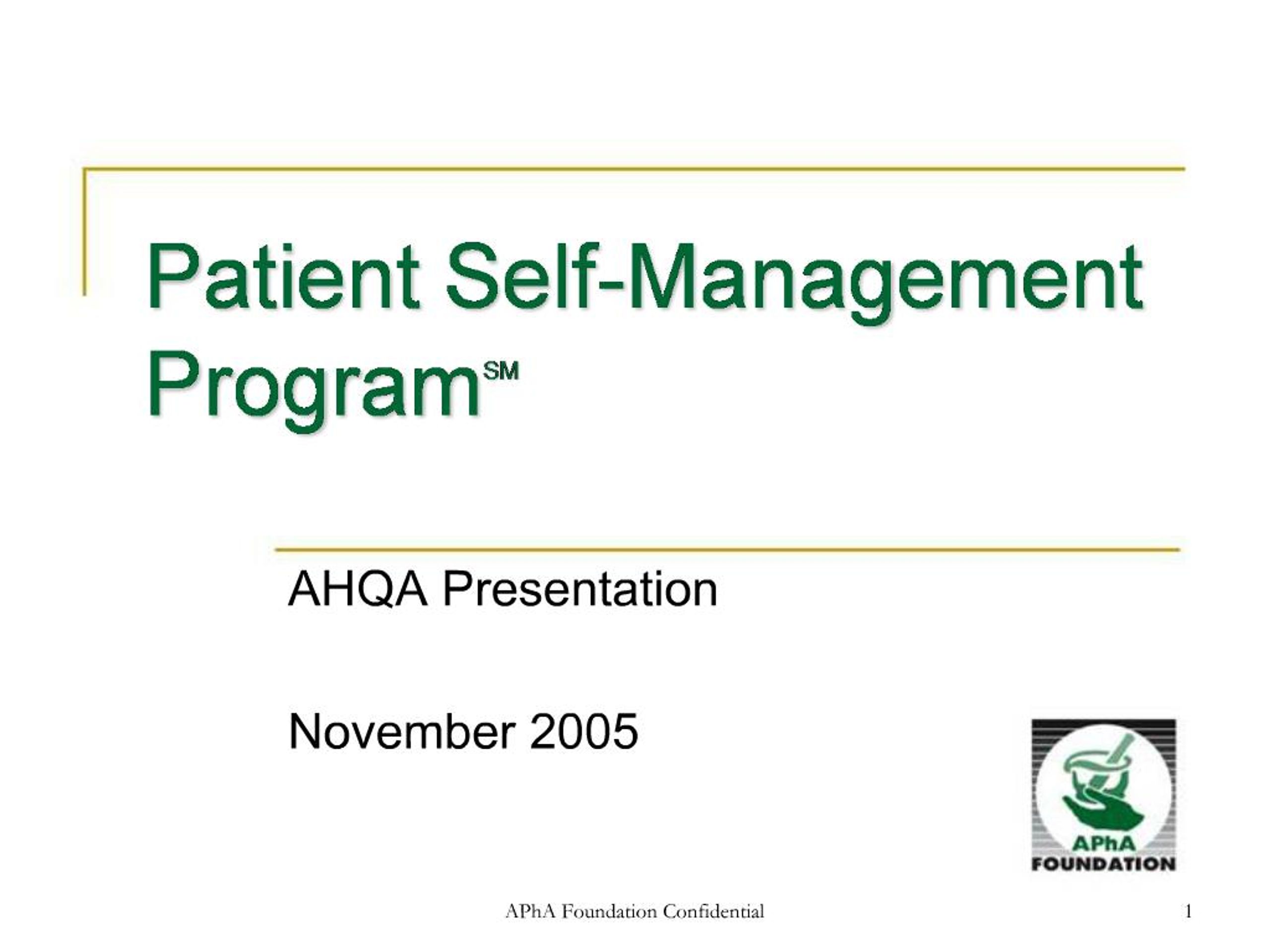 PPT - Patient Self-Management ProgramSM PowerPoint Presentation, free ...