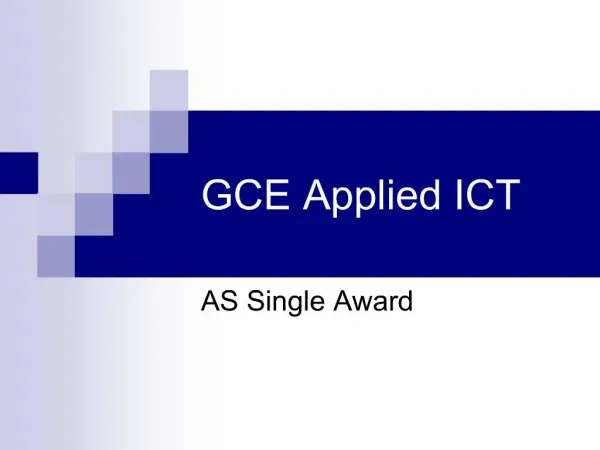 GCE Applied ICT