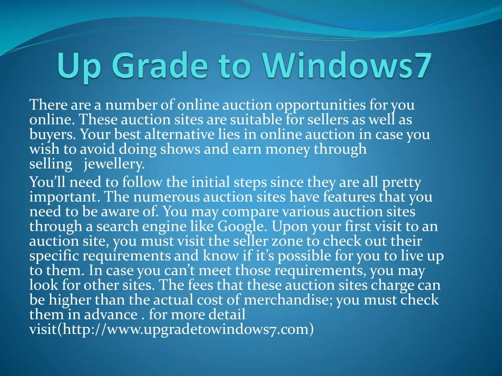 up grade to windows7