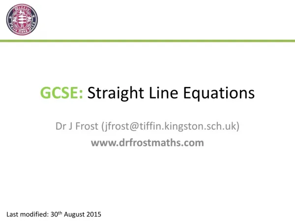GCSE: Straight Line Equations