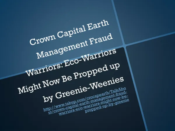 Crown Capital Earth Management Fraud Warriors: Eco-Warriors