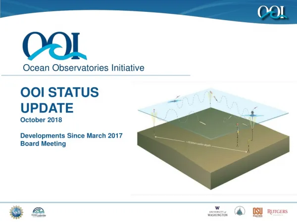 OOI STATUS UPDATE October 2018 Developments Since March 2017 Board Meeting