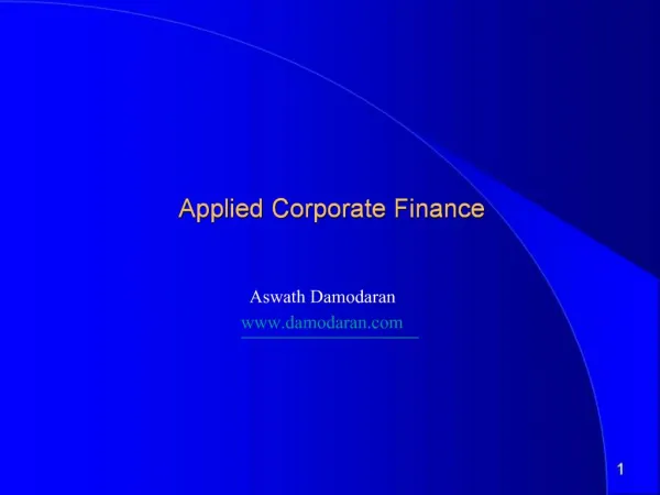 PPT - Applied Corporate Finance PowerPoint Presentation, Free Download ...