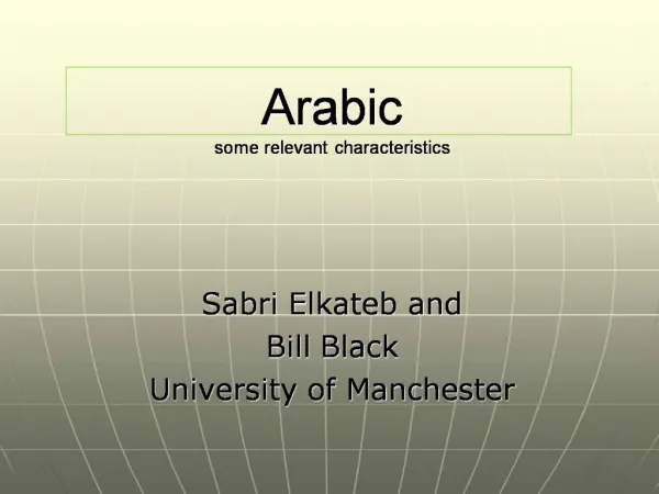 Arabic some relevant characteristics