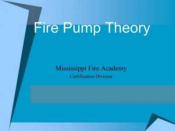 Fire Pump Theory